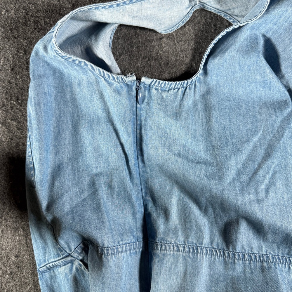 J.Jill Denim Wide Leg Jumpsuit Womens Medium Blue Cotton V-Neck WDR271981 - Picture 10 of 14